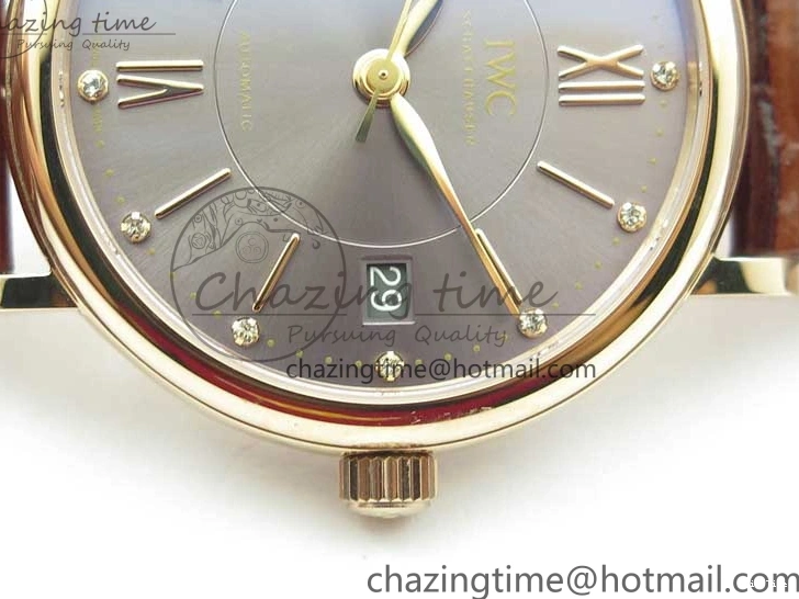 MIROTIME 0313 Portofino 37mm RG V7F 1:1 Best Edition Gray Dial on Deep Brown Leather Strap A SunProtective 7090